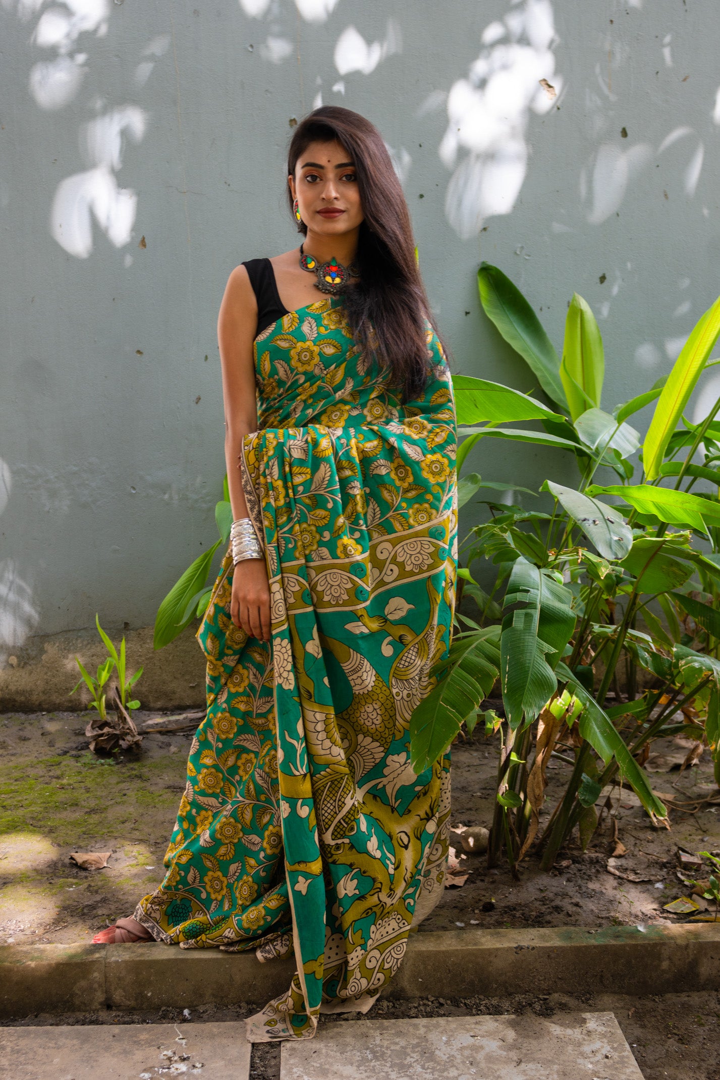 Leafy Kalamkari Saree