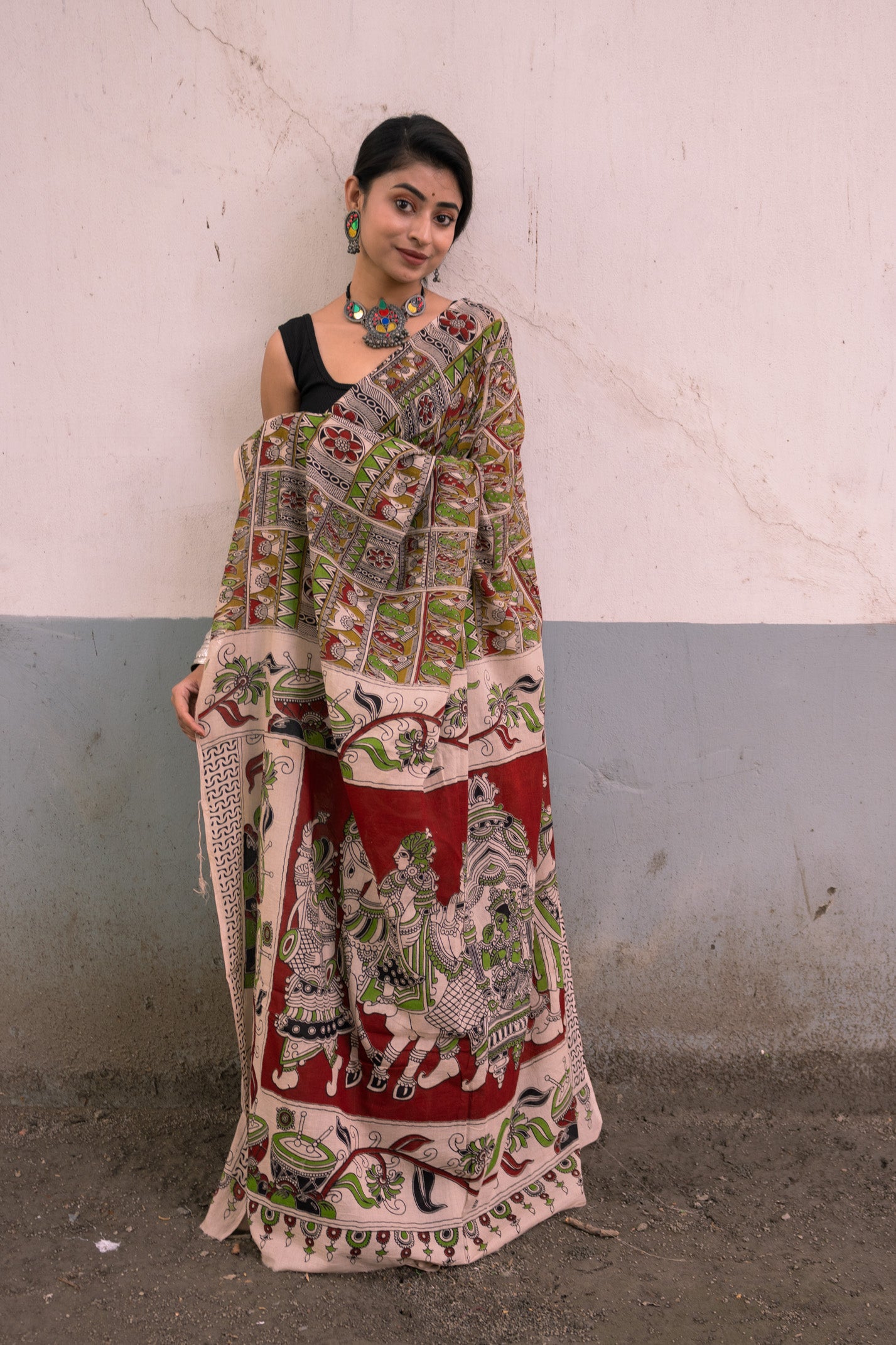 Jugani Kalamkari Saree