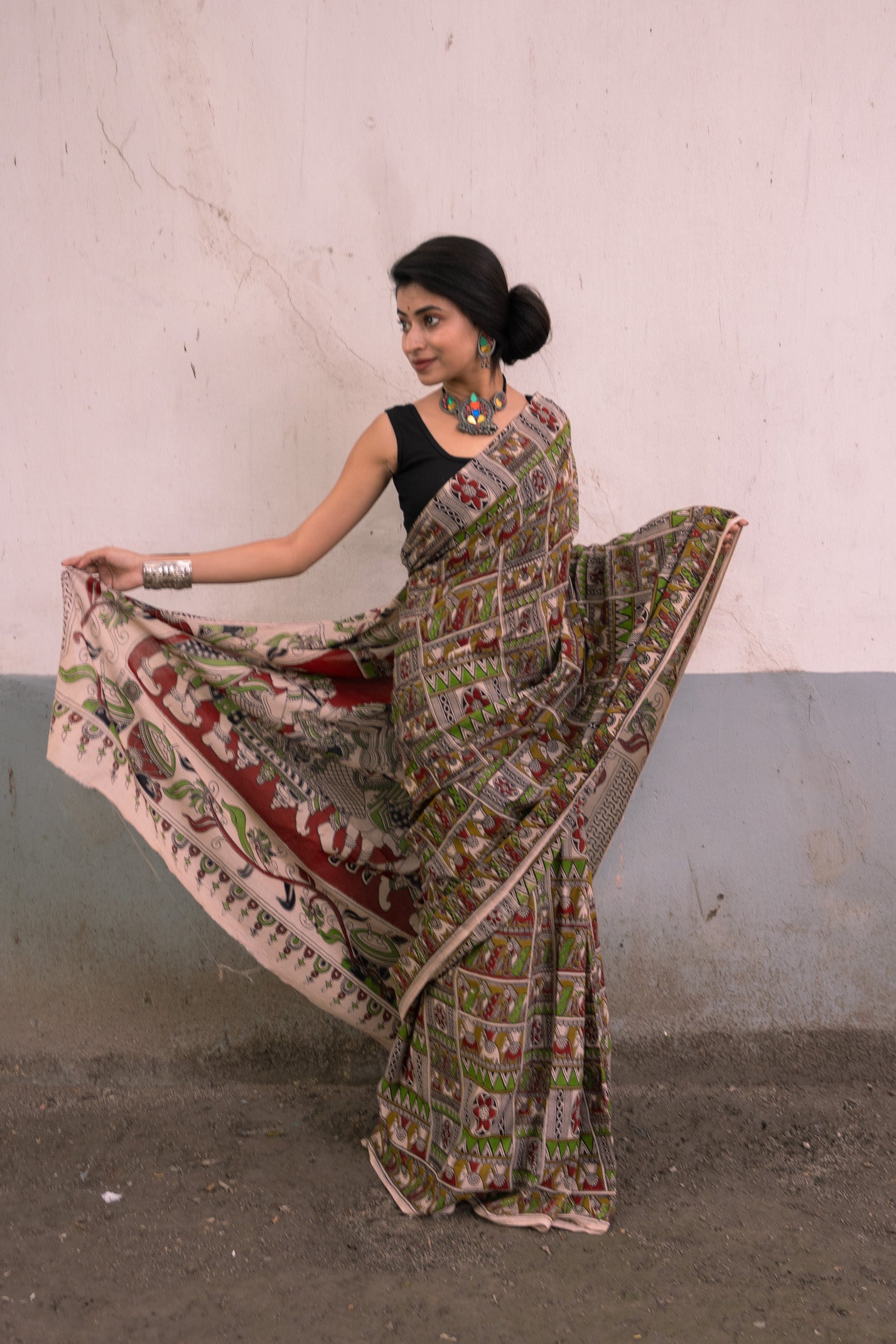 Jugani Kalamkari Saree