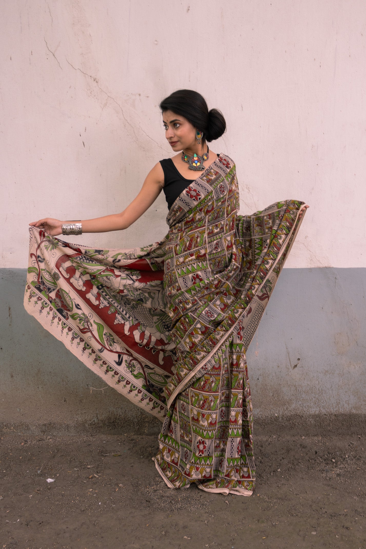 Jugani Kalamkari Saree