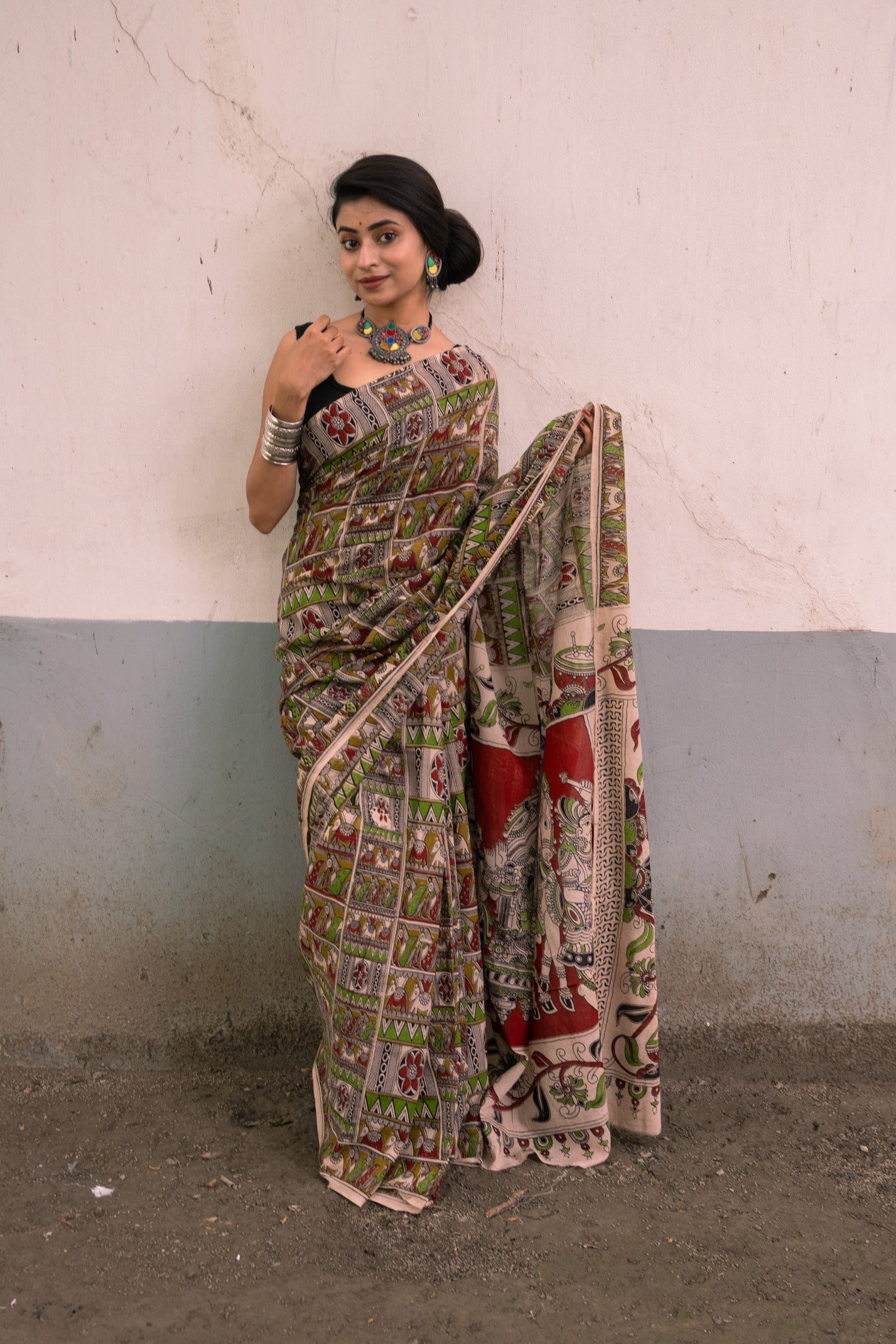 Jugani Kalamkari Saree