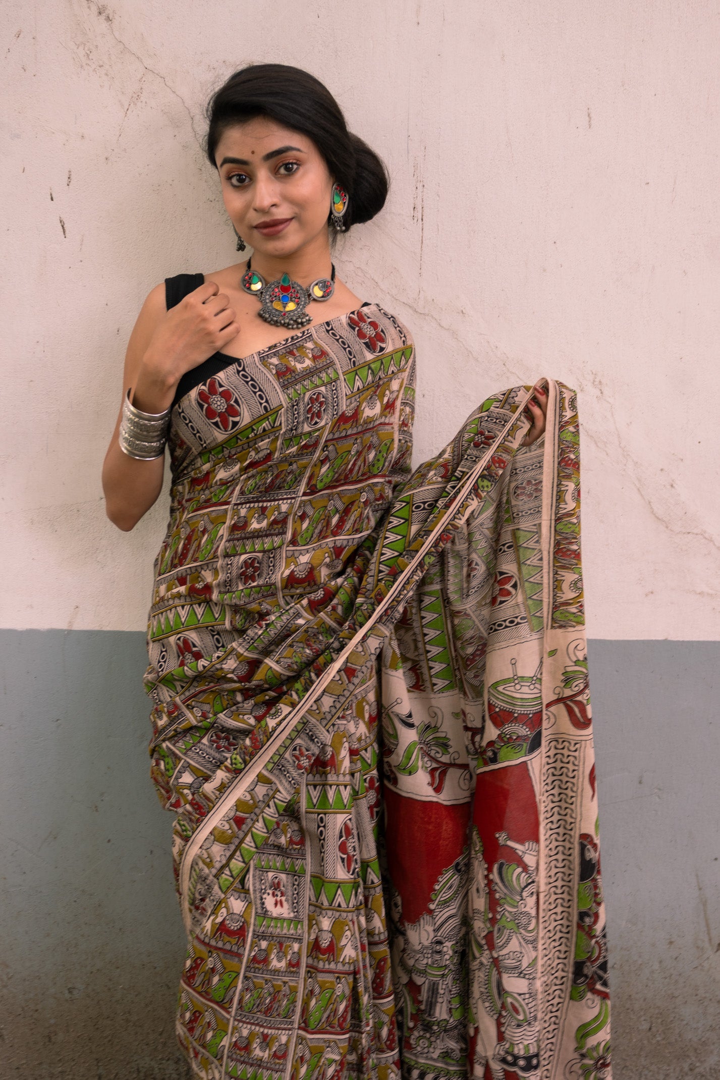 Jugani Kalamkari Saree