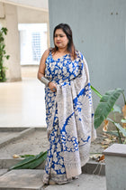 Indigo Vriksha Kalamkari  Saree - Uttariya