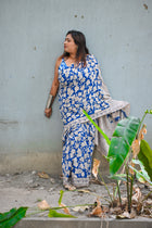 Indigo Vriksha Kalamkari  Saree - Uttariya