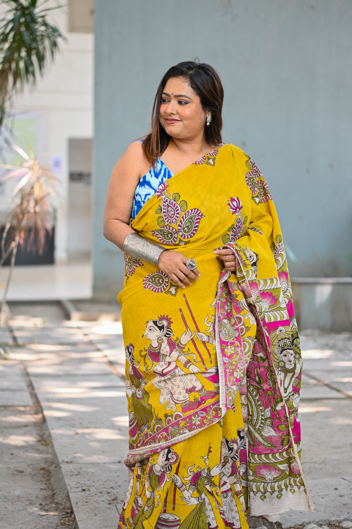 Pushpa Kalamkari Saree - Uttariya