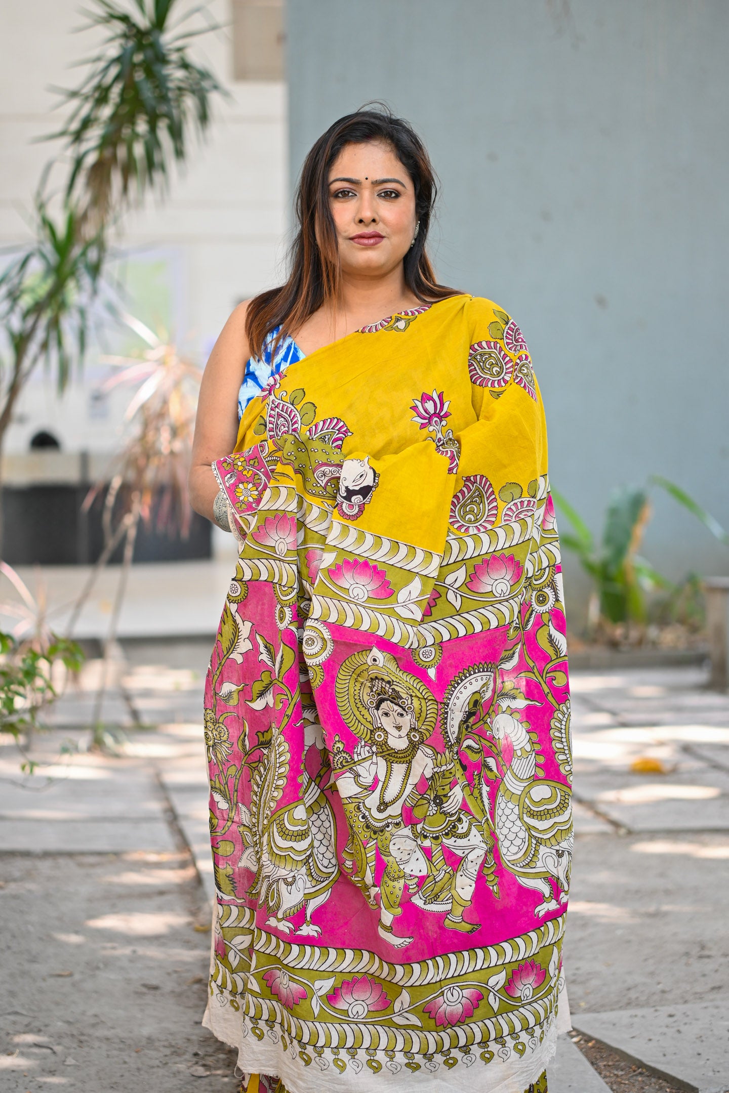 Pushpa Kalamkari Saree - Uttariya