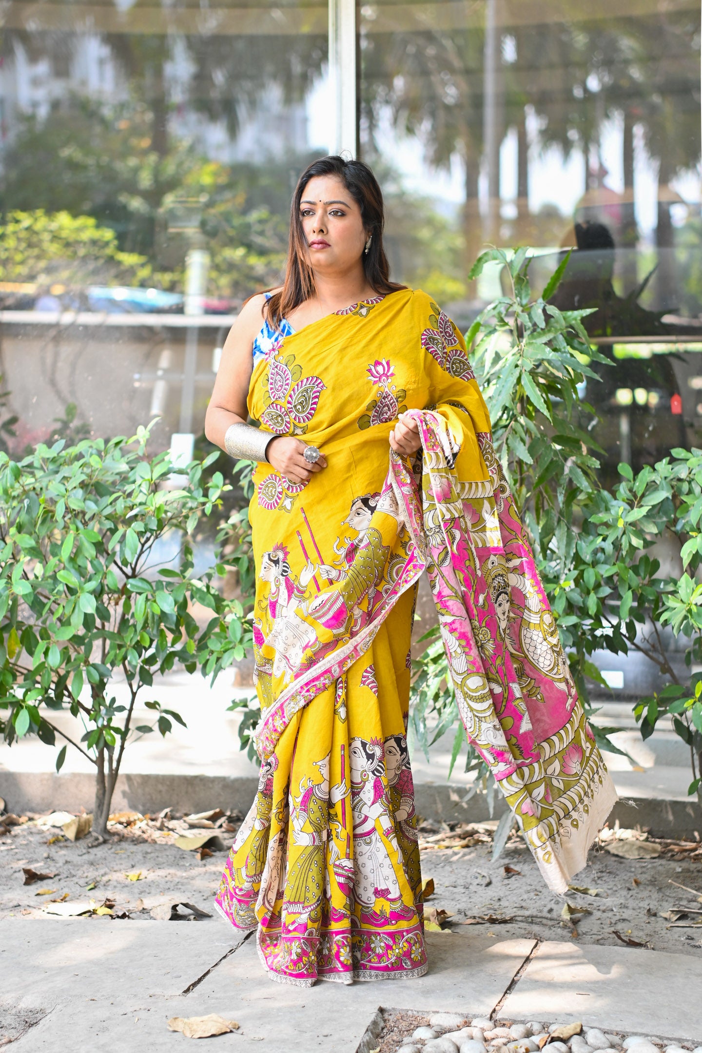 Pushpa Kalamkari Saree - Uttariya