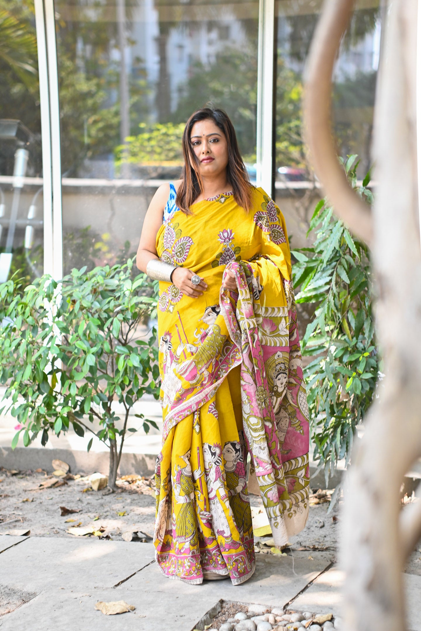 Pushpa Kalamkari Saree - Uttariya