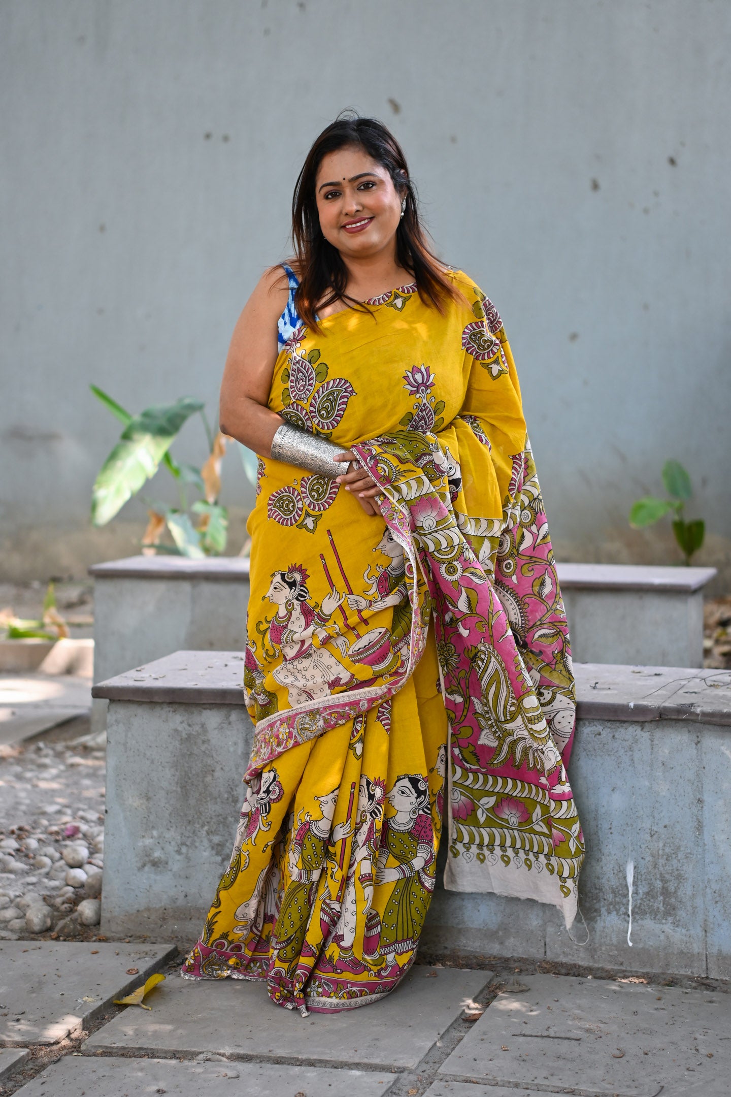 Pushpa Kalamkari Saree - Uttariya