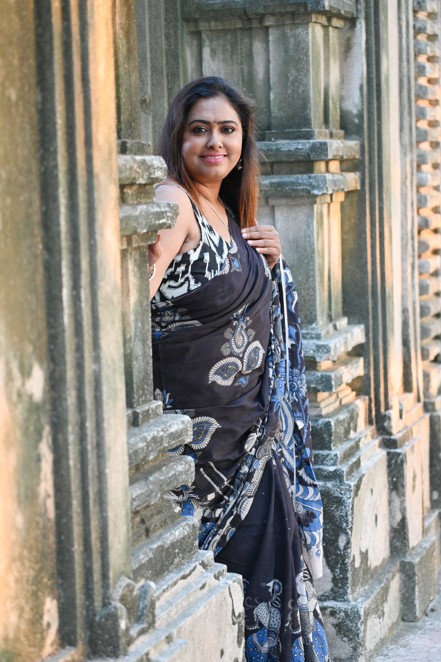 Malabika Kalamkari Saree - Uttariya