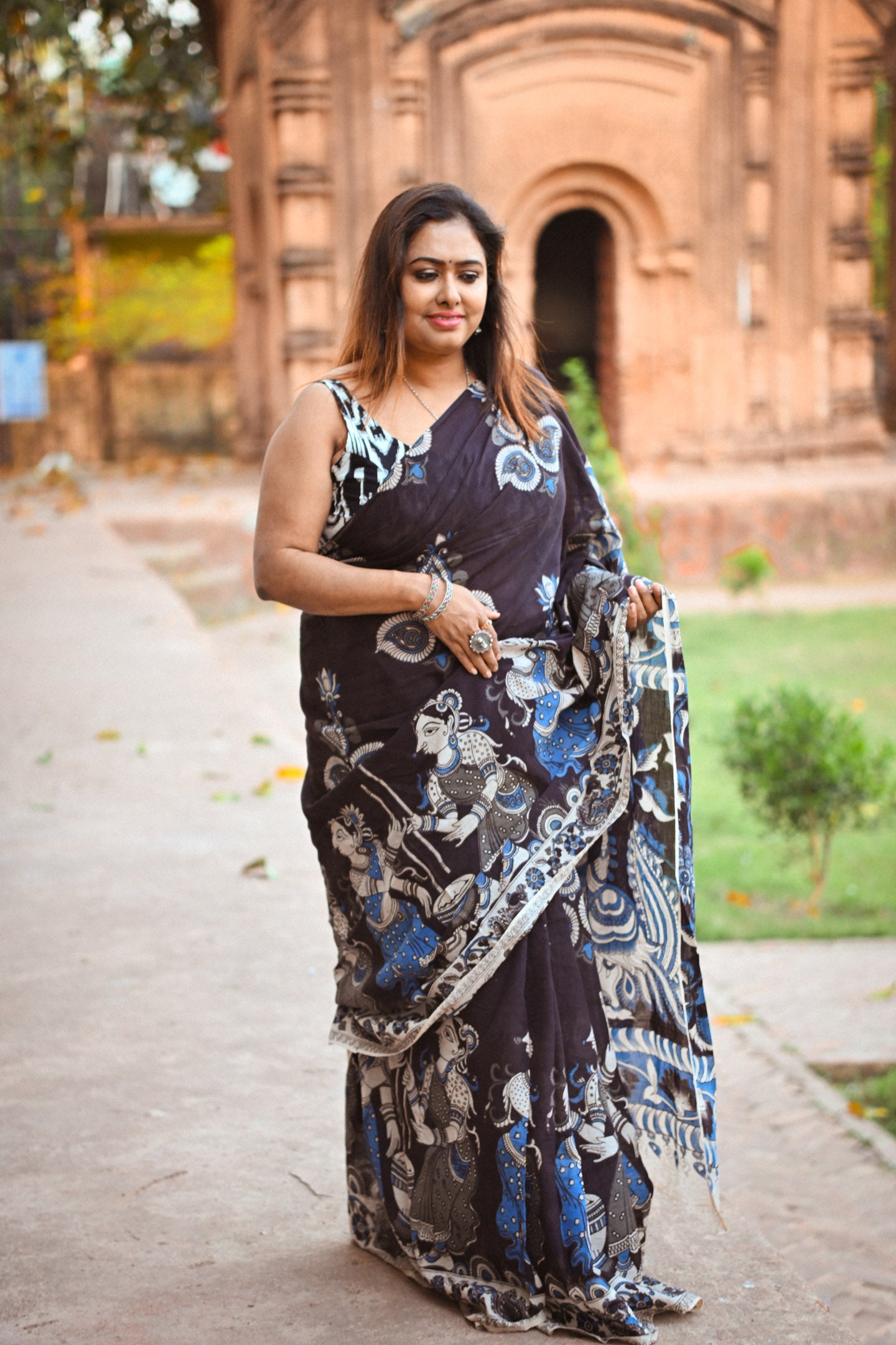 Malabika Kalamkari Saree - Uttariya