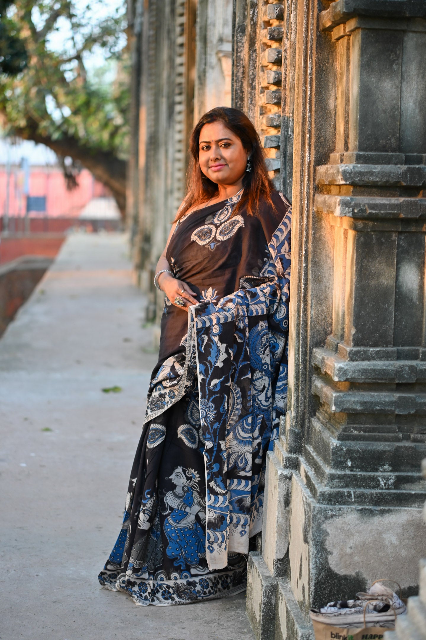 Malabika Kalamkari Saree - Uttariya
