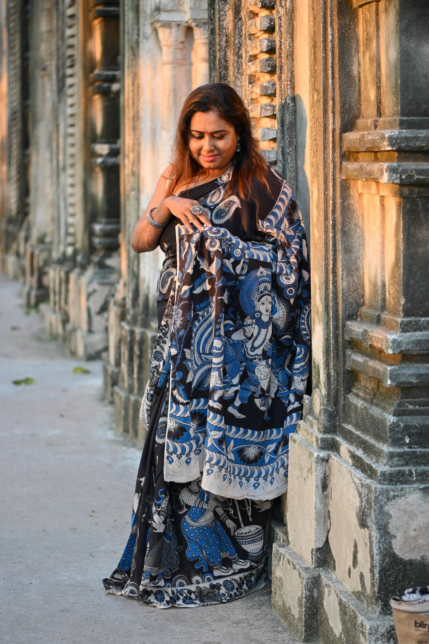 Malabika Kalamkari Saree - Uttariya