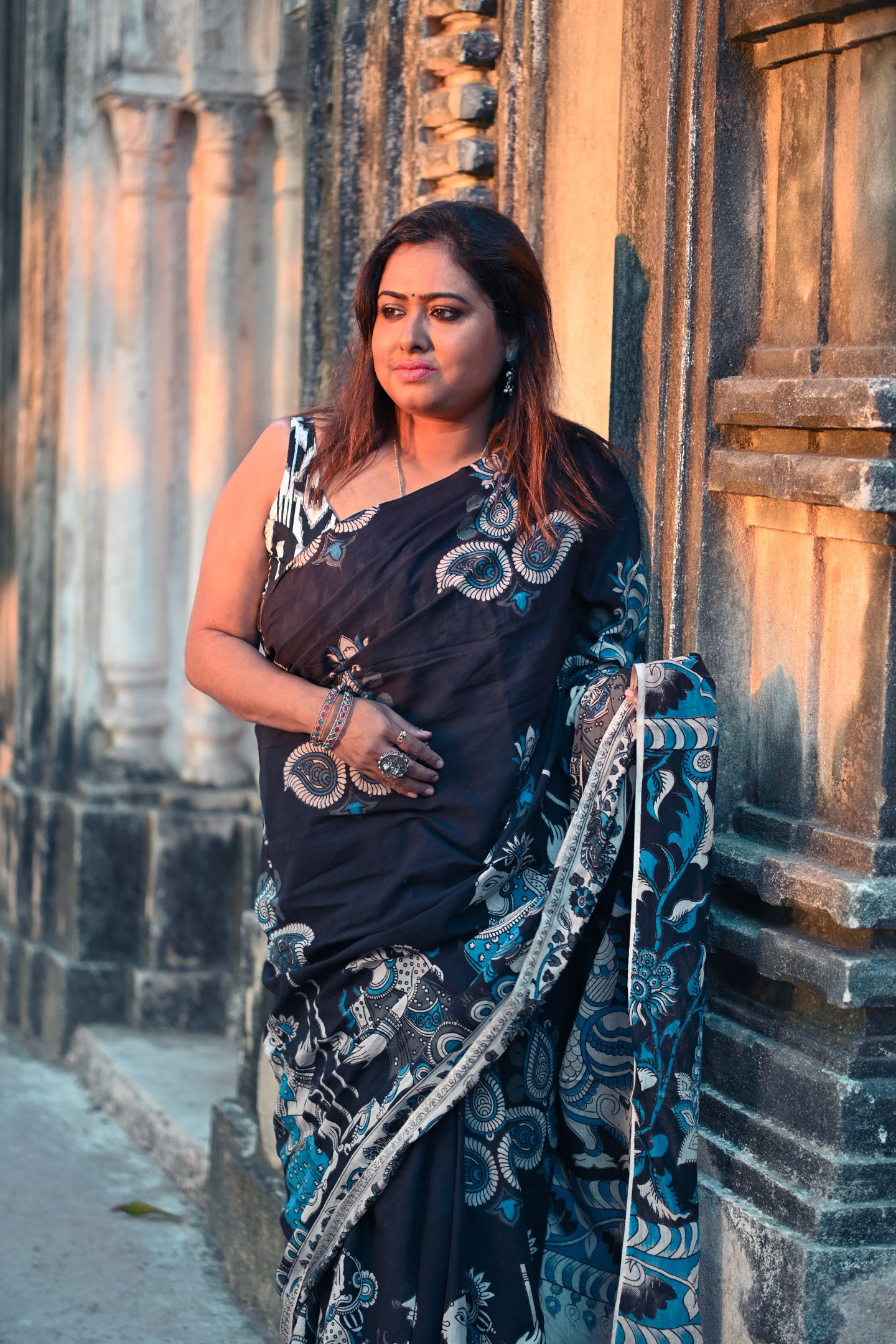Malabika Kalamkari Saree - Uttariya