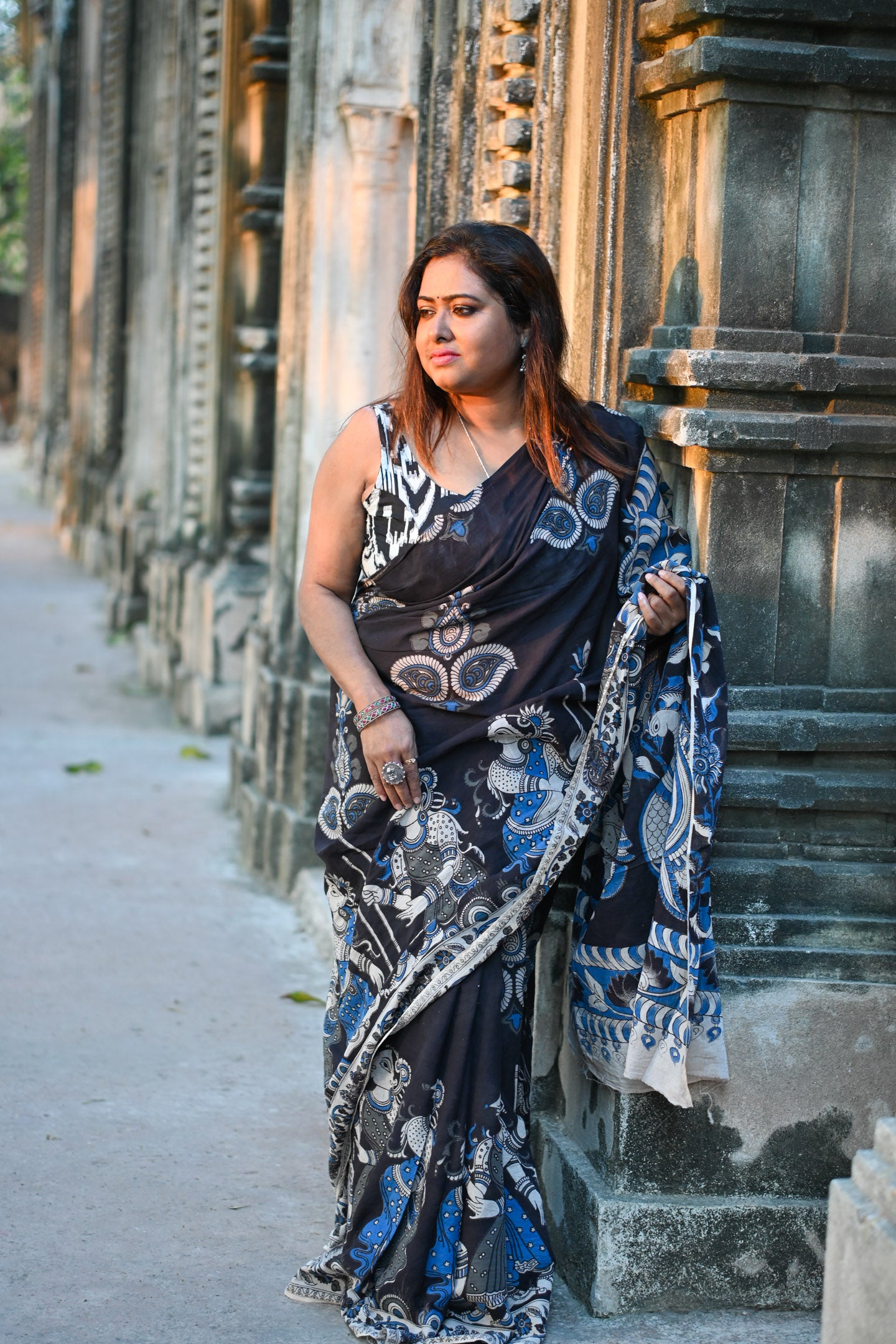 Malabika Kalamkari Saree - Uttariya