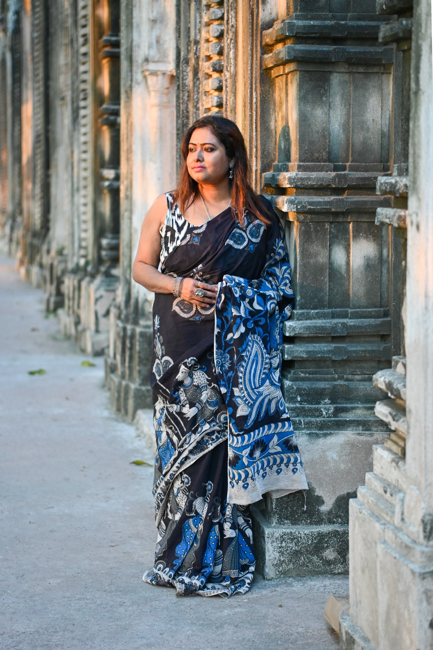 Malabika Kalamkari Saree - Uttariya
