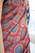 Rust Peacock Kalamkari Cotton Saree