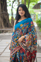 Teal Nayika Kalamkari Cotton Saree