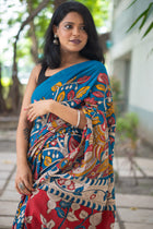 Teal Nayika Kalamkari Cotton Saree