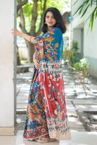 Teal Nayika Kalamkari Cotton Saree