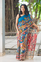 Teal Nayika Kalamkari Cotton Saree
