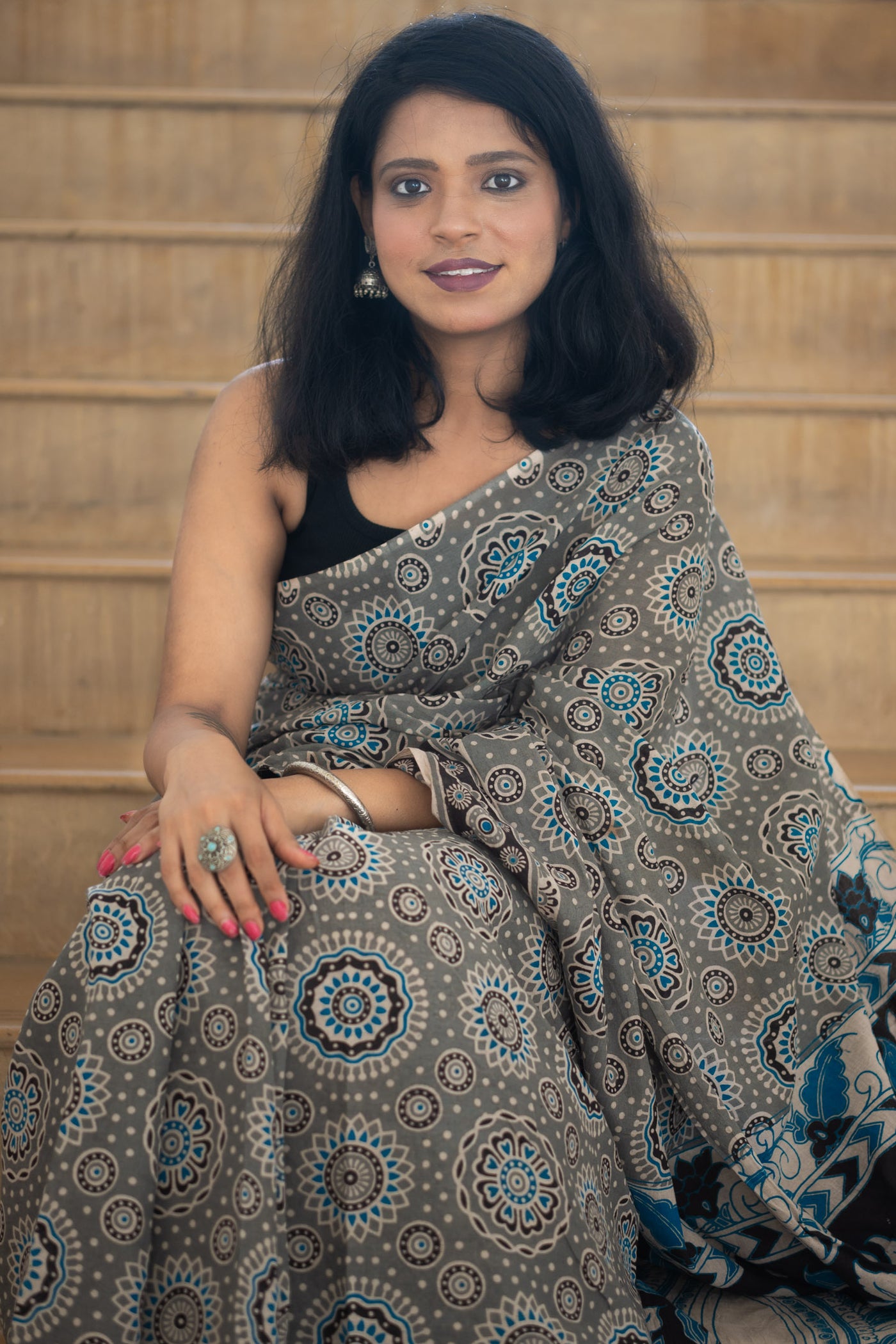 Lotus Kalamkari Cotton Saree