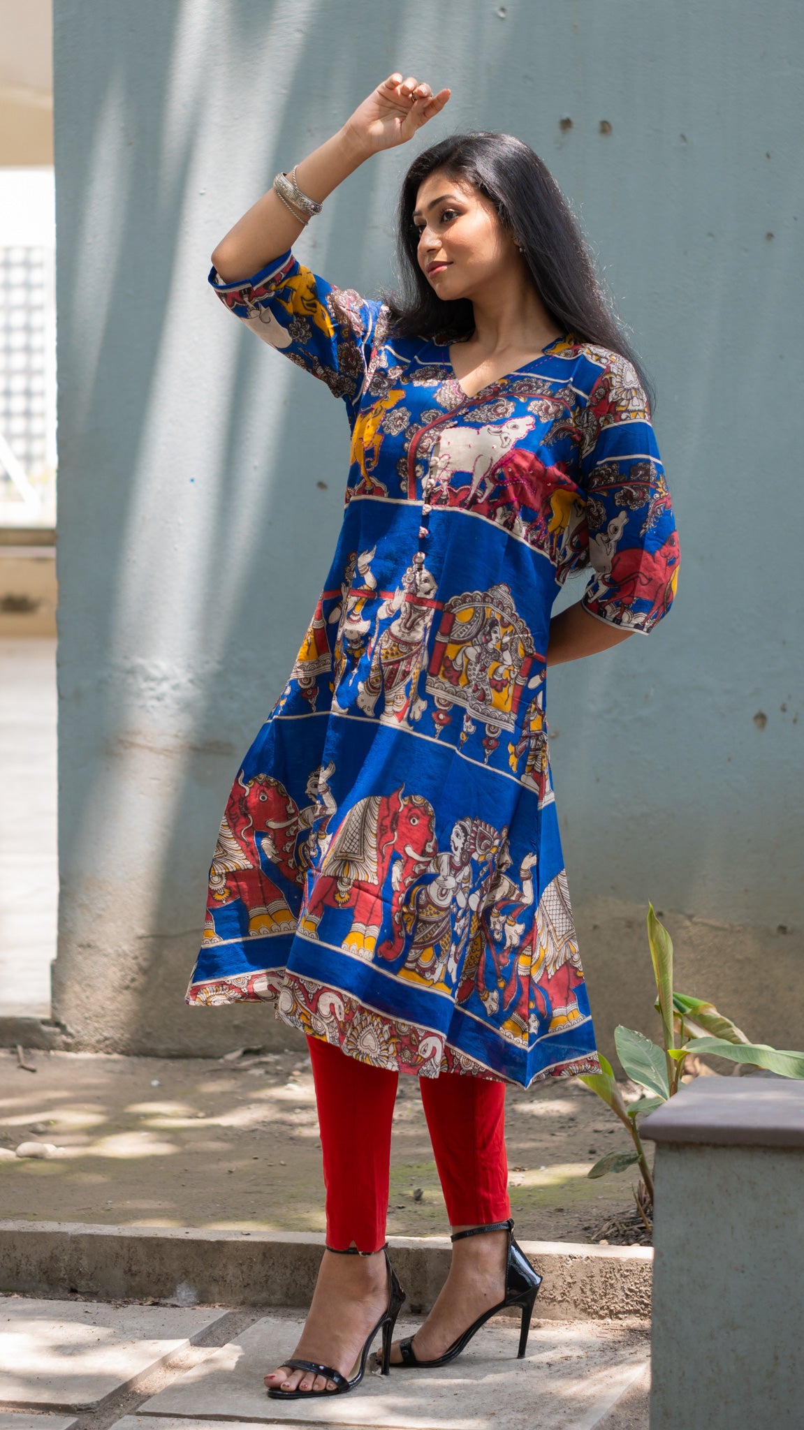 Kalamkari Designer  Kurta - Uttariya