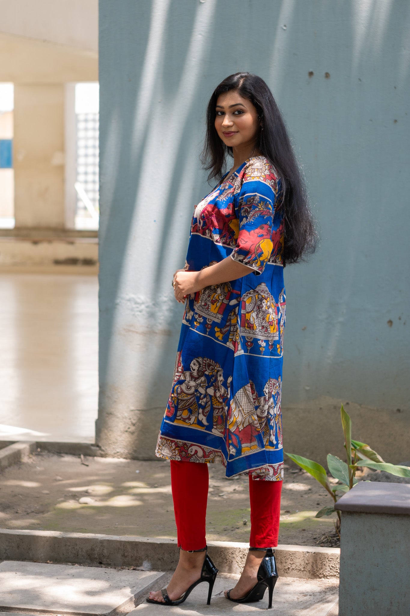 Kalamkari Designer  Kurta - Uttariya