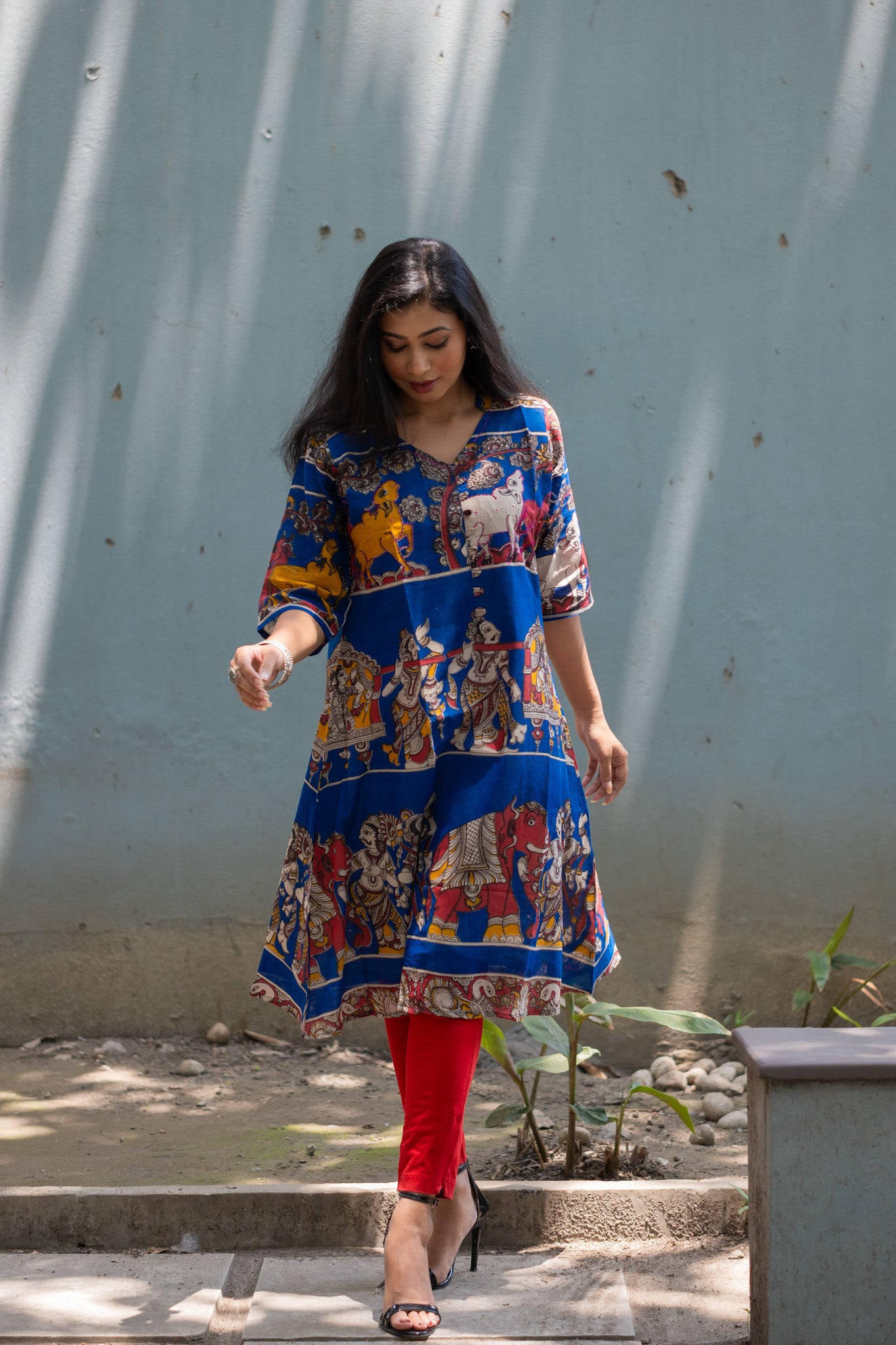 Kalamkari Designer  Kurta - Uttariya