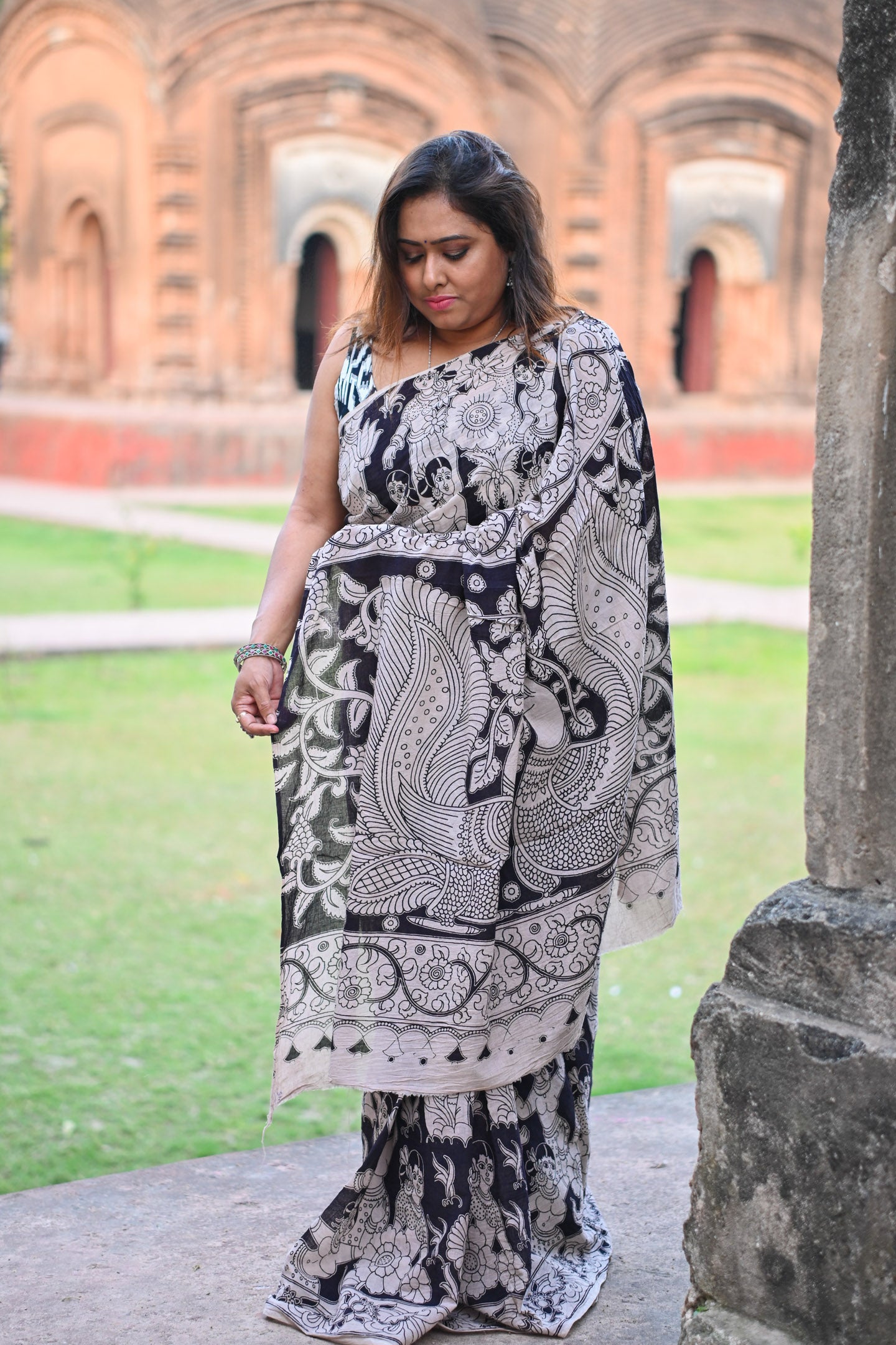 Daksha Kalamkari Cotton Saree - Uttariya