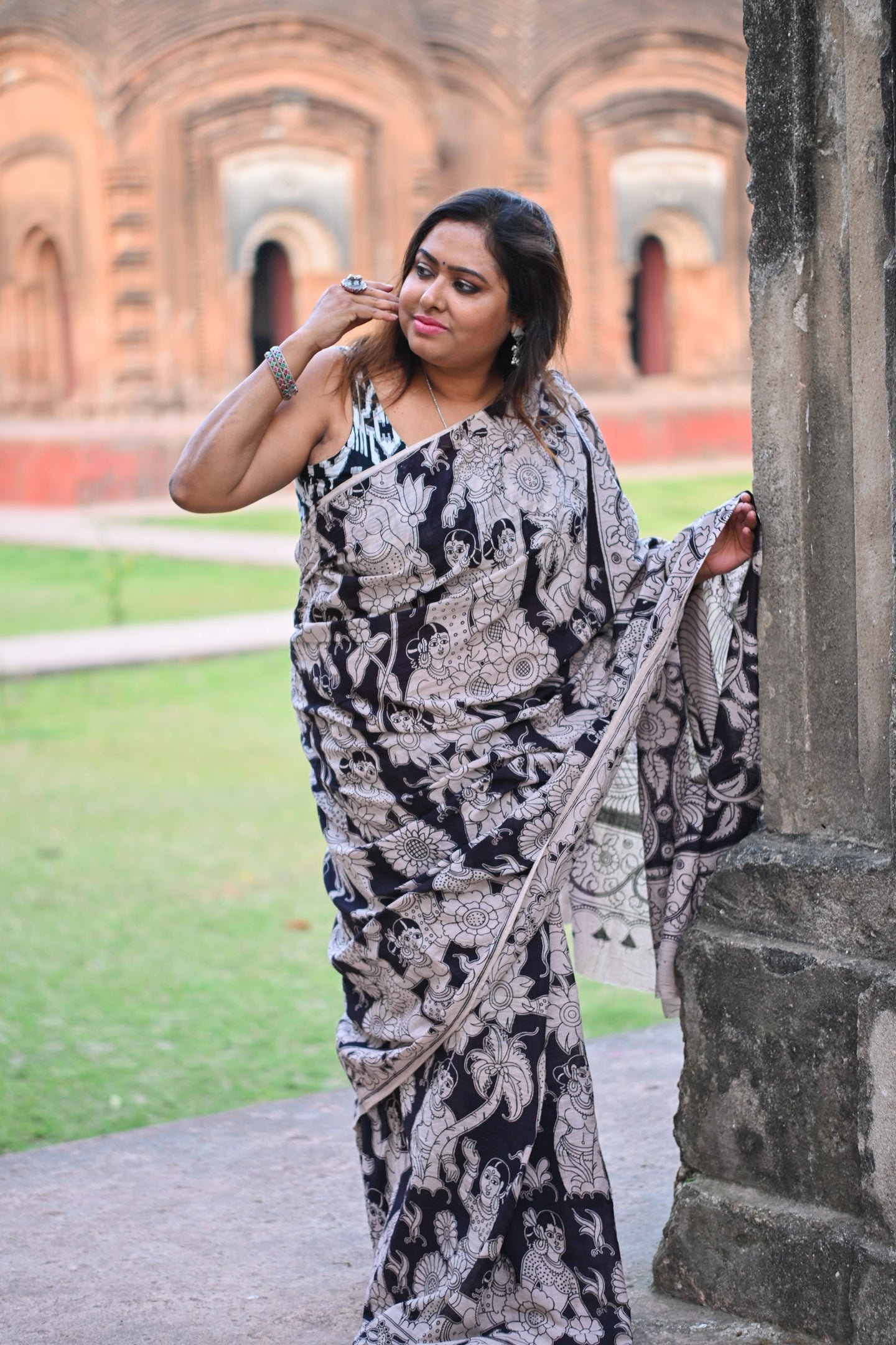 Daksha Kalamkari Cotton Saree - Uttariya