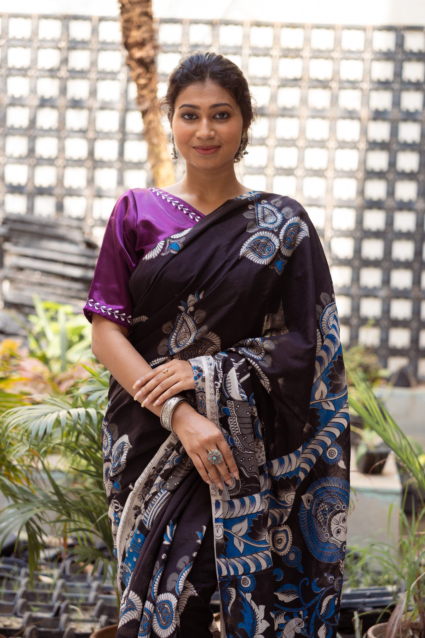 Malabika Kalamkari Saree - Uttariya