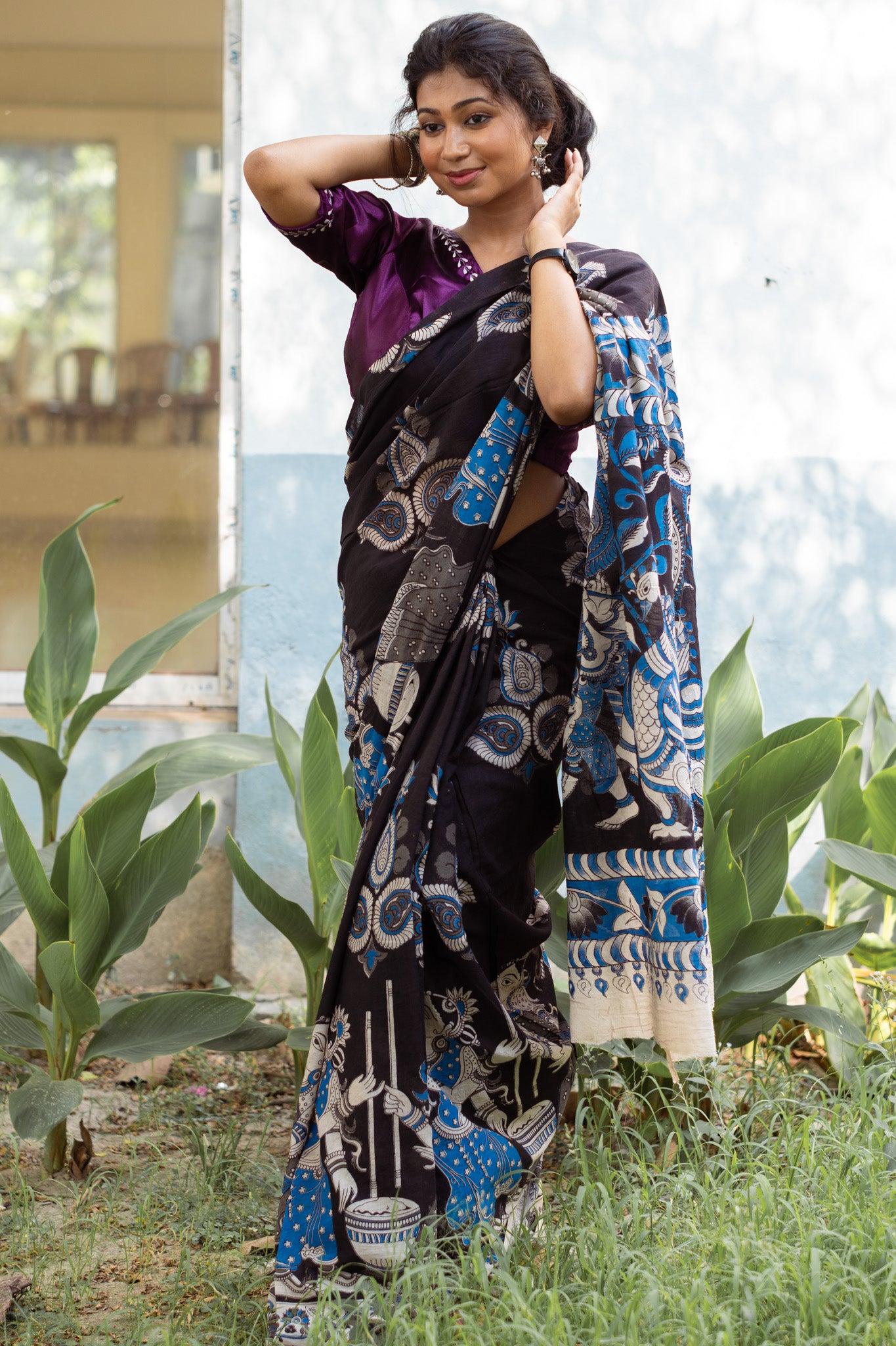 Malabika Kalamkari Saree - Uttariya