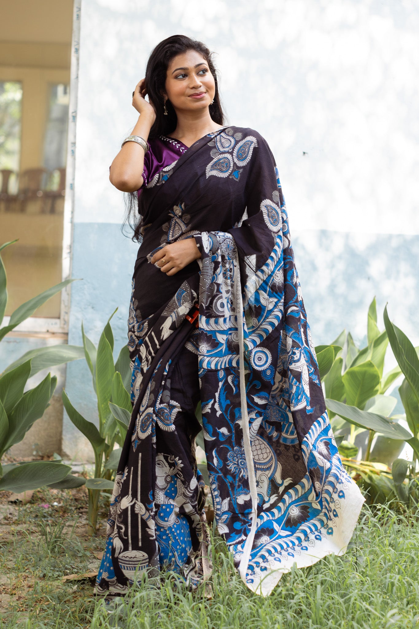Malabika Kalamkari Saree - Uttariya