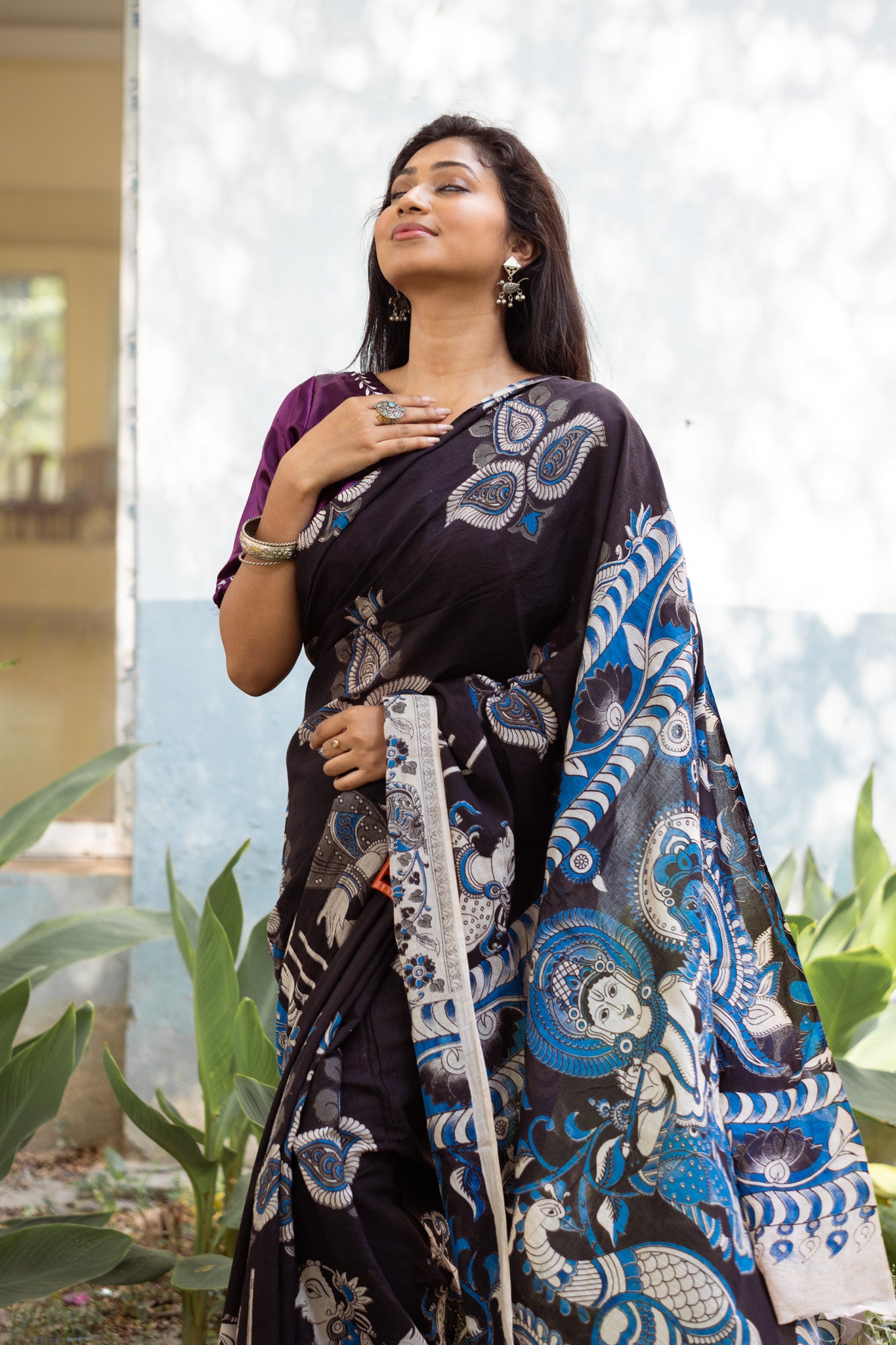 Malabika Kalamkari Saree - Uttariya