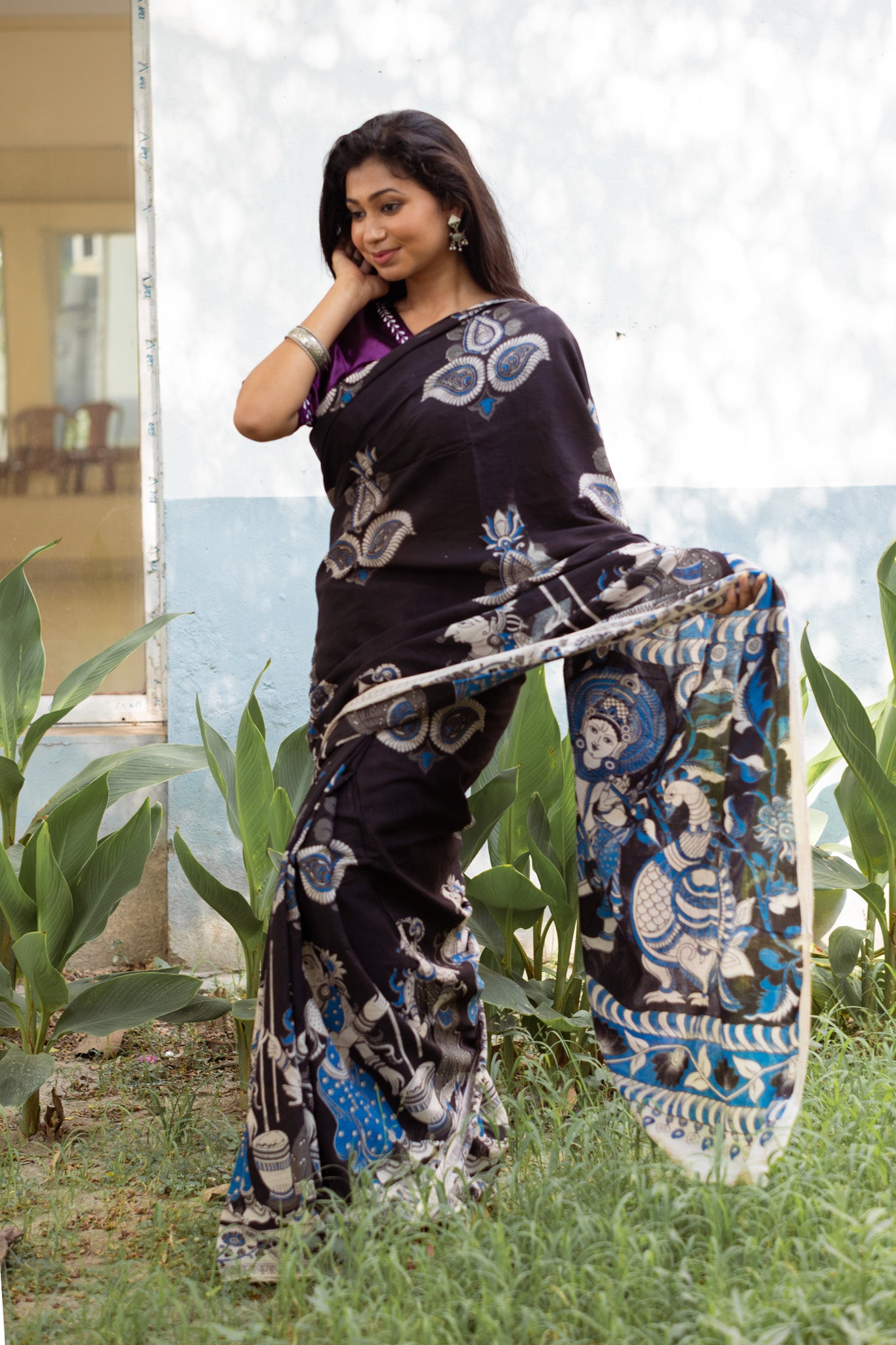 Malabika Kalamkari Saree - Uttariya