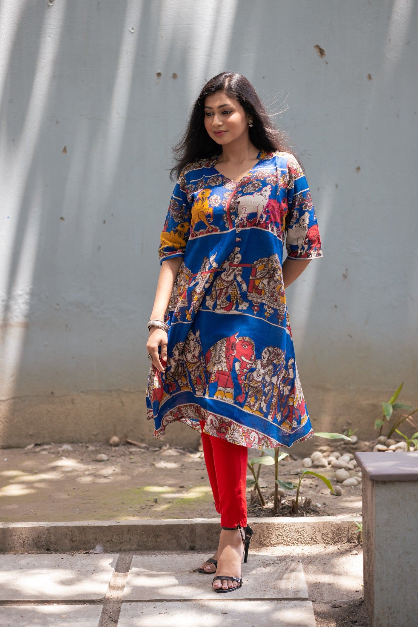 Kalamkari Designer  Kurta - Uttariya