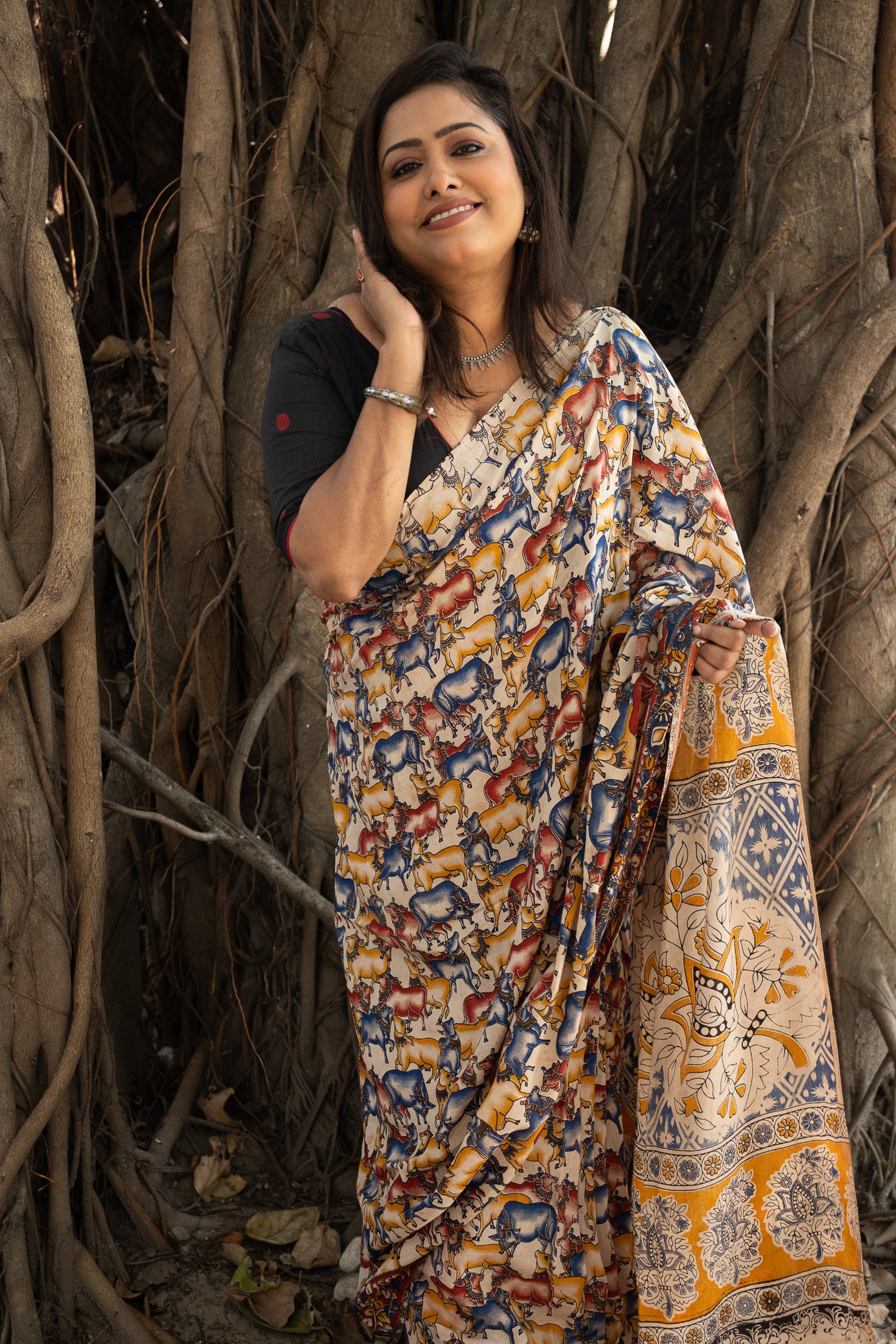 Dhenu silk kalamkari Saree