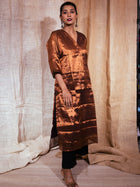 Shiny Copper Glow Zardosi Silk Kurta