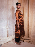 Shiny Copper Glow Zardosi Silk Kurta