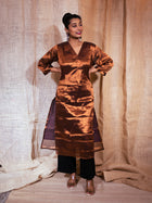 Shiny Copper Glow Zardosi Silk Kurta