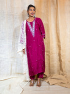 Ferrari Red Spark Zardosi Silk Kurta