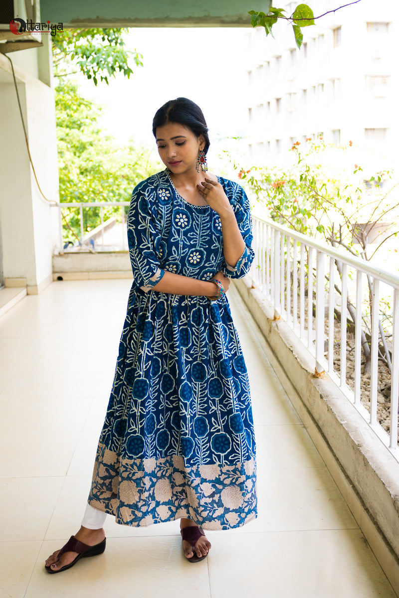 Serene Indigo Kali Kurta