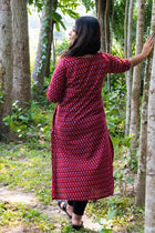 Meroon Designer Handmade Cotton Kurti - Uttariya