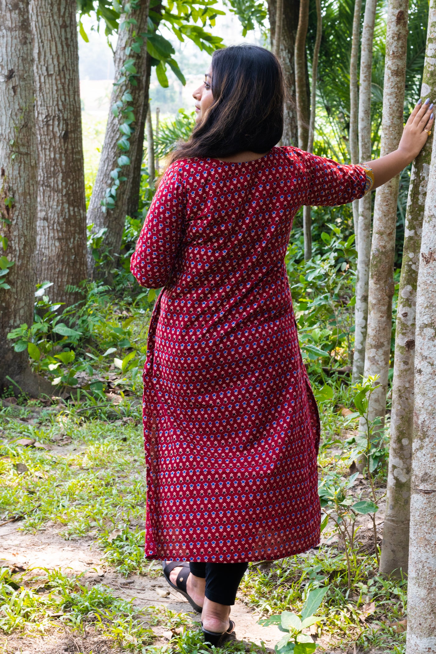Meroon Designer Handmade Cotton Kurti - Uttariya