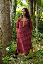 Meroon Designer Handmade Cotton Kurti - Uttariya