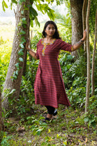Meroon Designer Handmade Cotton Kurti - Uttariya