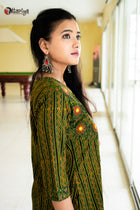 Majestic Ajrakh Charm Embroidered Cotton Kurta - Uttariya