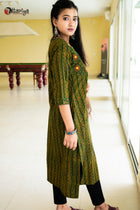 Majestic Ajrakh Charm Embroidered Cotton Kurta - Uttariya