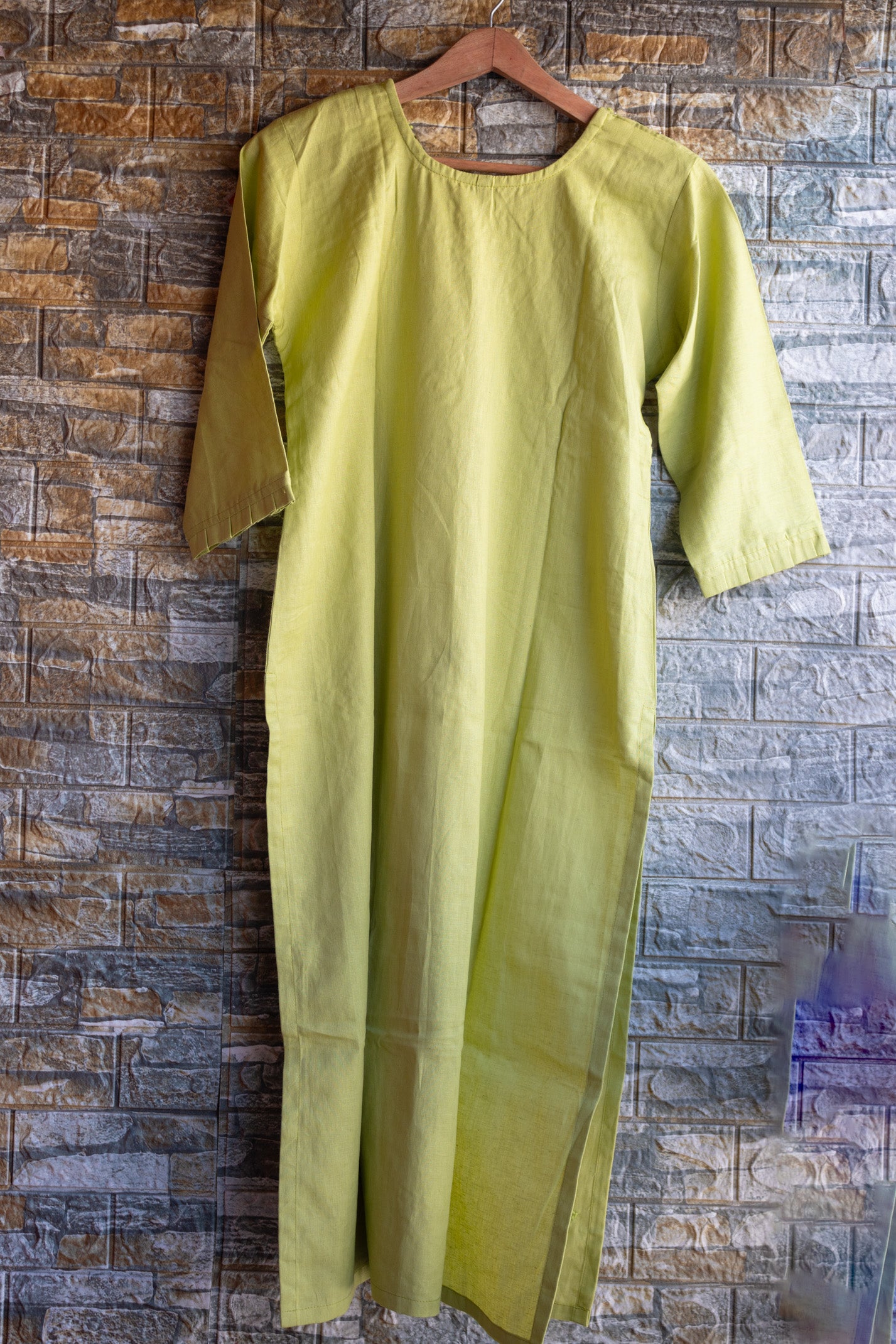 Lime green embroidered Kurti